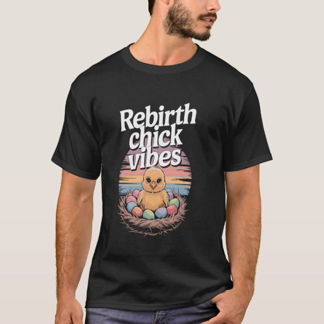 T-shirt Bébé poussin mignon avec des fleurs de printemps,  (Devant)