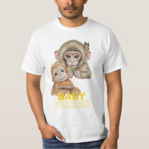 T-shirt Bébé Punch Singe Mignon avec Jouet en Peluche