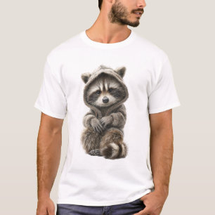 T-shirt Bébé Raton Laveur Mignon dans un Capuchon Tricoté