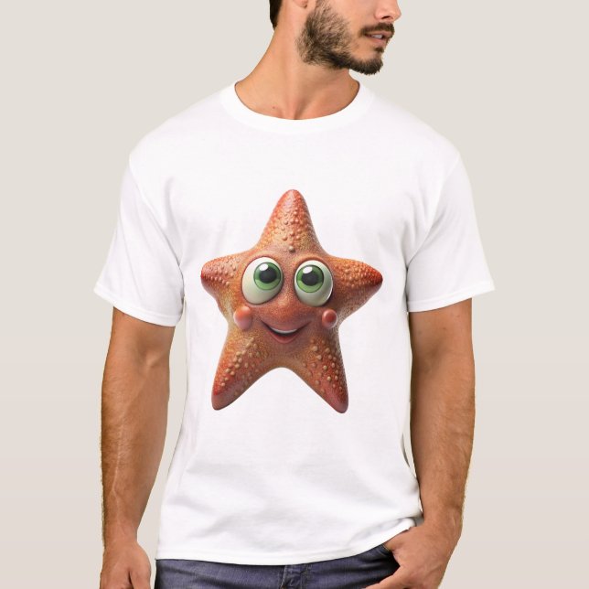 T-shirt Bébé Requin & Étoile de Mer Design Mignon Océan En (Devant)