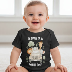 T-shirt bébé safari pour 1er anniversaire de Wild 