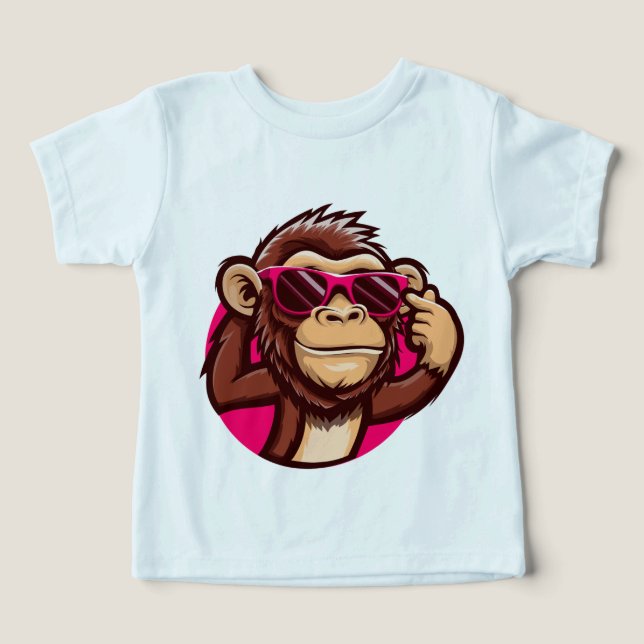 T-shirt bébé singe cool avec lunettes de soleil ro (Design Recto)