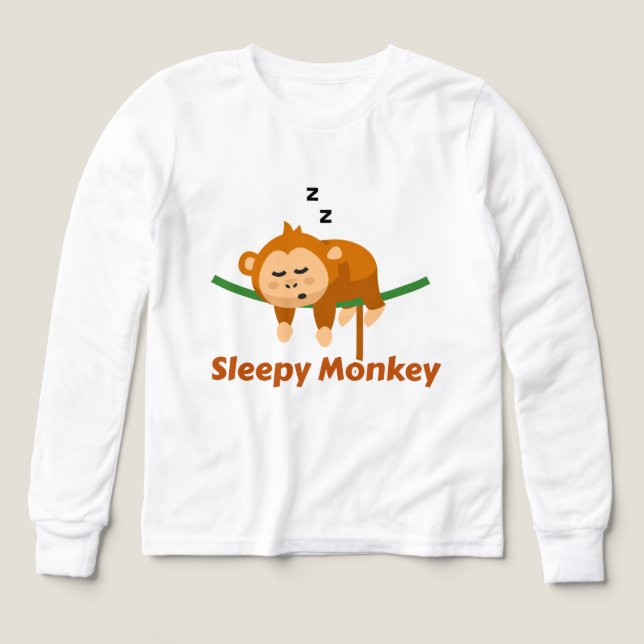 T-shirt bébé singe mignon endormi (Motif recto)
