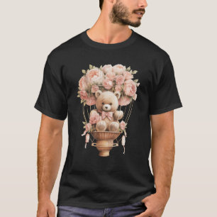 T-shirt Bébé Teddy Ours rose pivoine Fleur à air chaud