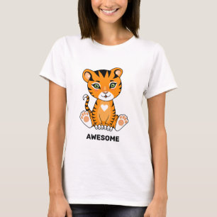T-shirt Bébé Tigre Sauvage Animal Dessin Animé