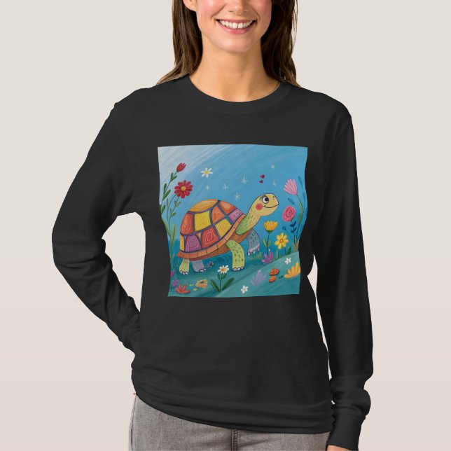 T-shirt Bébé Tortue Dessinée (Devant)