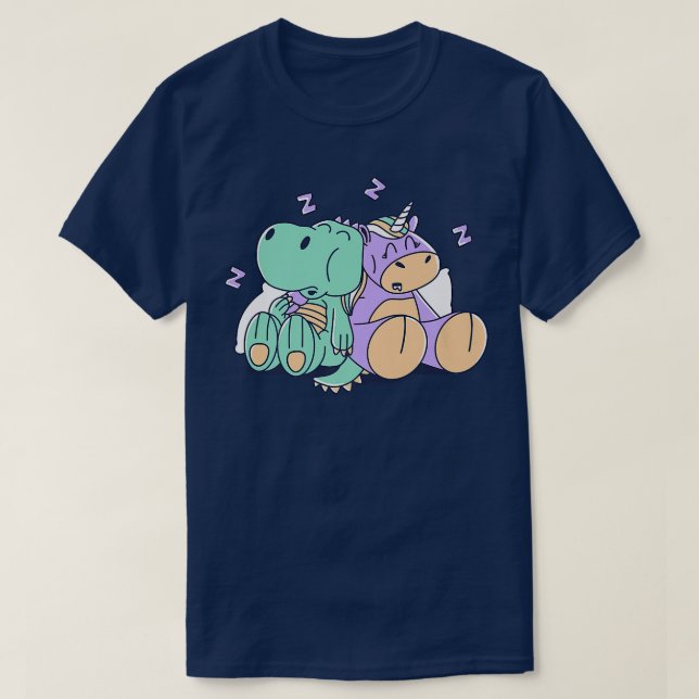 T-shirt Bébé Unicorne & Dinosaure Sleeping Kids Sleepwear (Design devant)