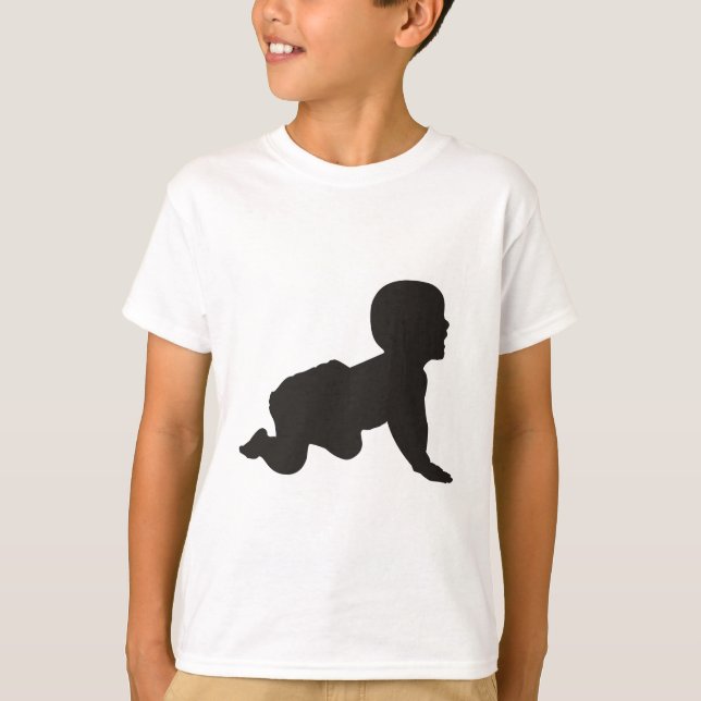 T-shirt Bébé utilisant une couche-culotte, silhouette de (Devant)