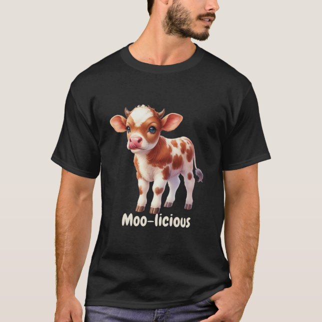 T-shirt bébé vache drôle Moo-licious  (Devant)