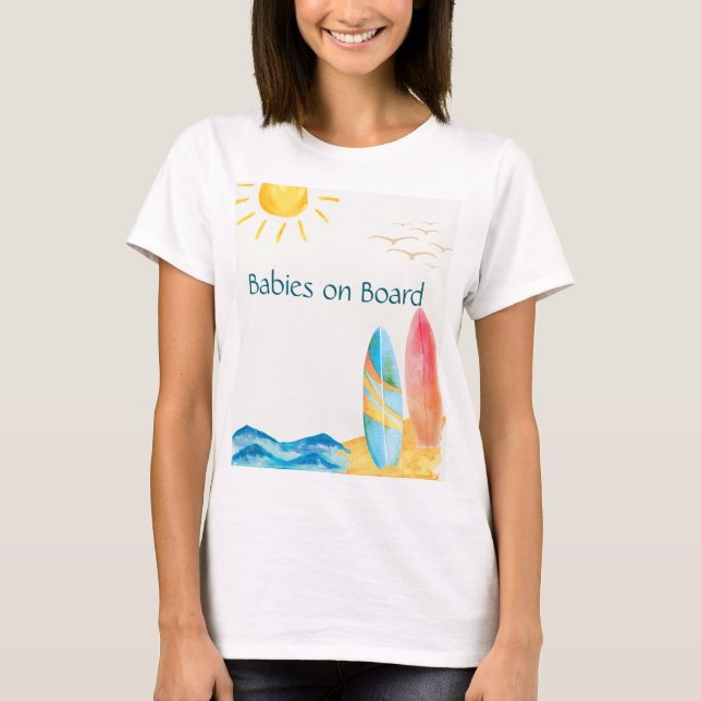 T-shirt Bébés à bord de la maman jumelle pour être (Devant)