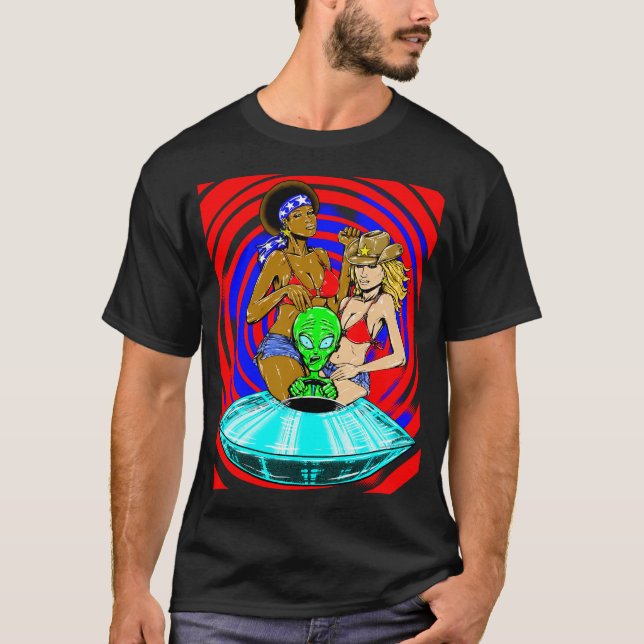 T-shirt Bébés Avec Alien À Ufo (Devant)