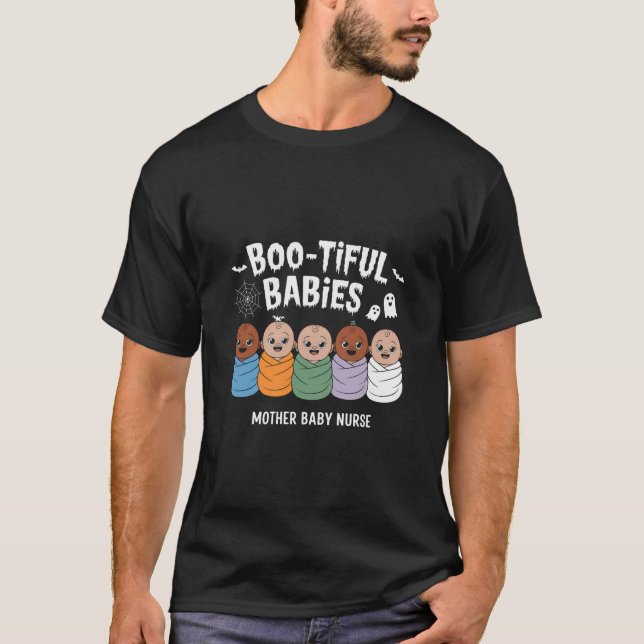 T-shirt Bébés Bootiful Infirmière Mère Bébé Halloween  (Devant)