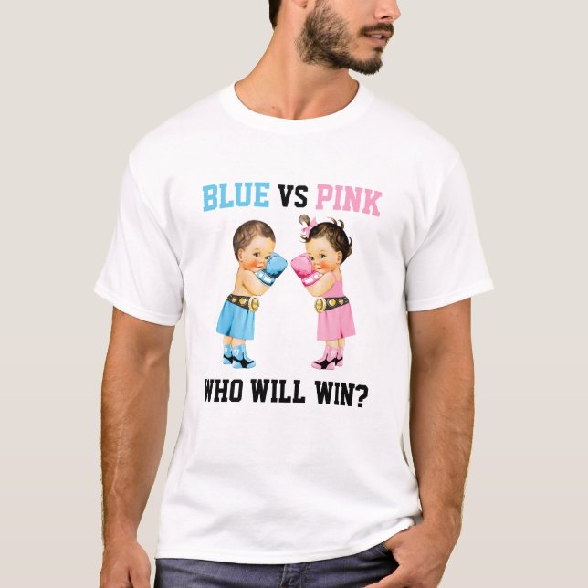 T-shirt Bébés en boîte Garçon Fille Genre Révéler bleu ou  (Devant)