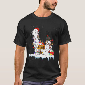 T-shirt Bedlington Terrier Chien Noël Snowman Xmas Ligh