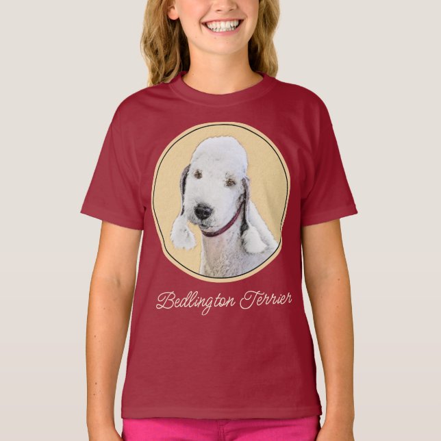 T-shirt Bedlington Terrier Peinture - Art Chien original T (Devant)