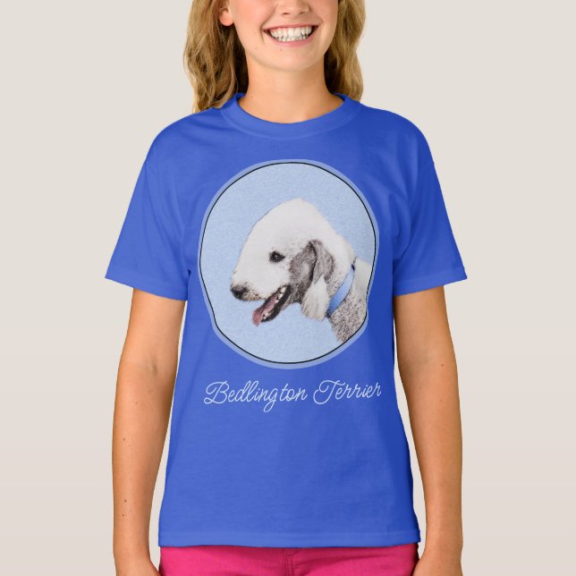 T-shirt Bedlington Terrier Peinture - Art Chien original T (Devant)