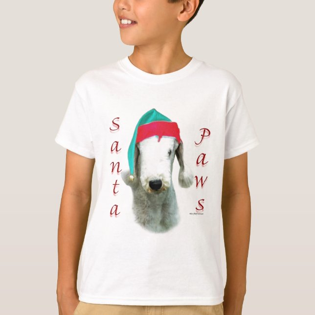 T-shirt Bedlington Terrier Père Noël Paws (Devant)