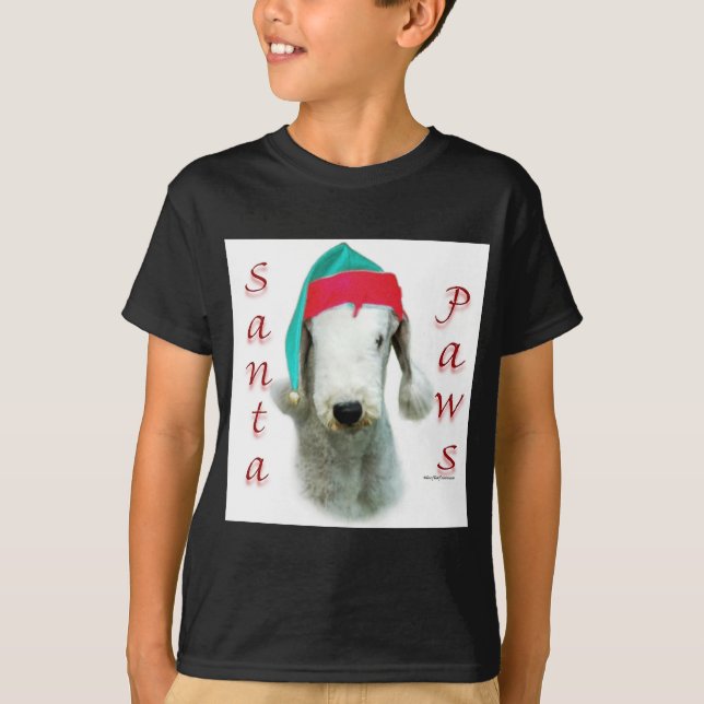 T-shirt Bedlington Terrier Père Noël Paws (Devant)