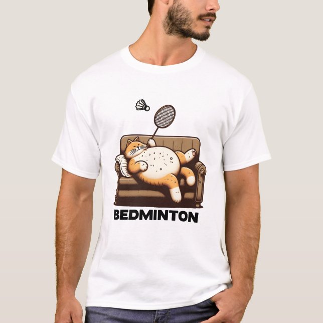 T-shirt Bedminton Chat Funny (Devant)