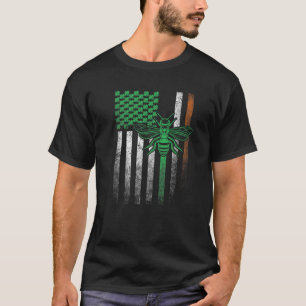 T-shirt Bee Bees Hive Bugs Drapeau irlandais américain St 