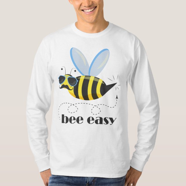 T-shirt Bee caractère avec mustache lunettes de soleil Bee (Devant)