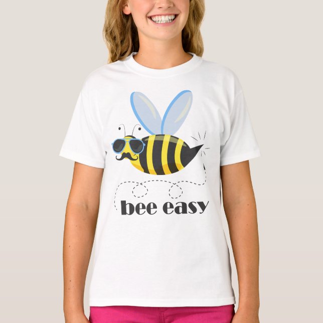 T-shirt Bee caractère avec mustache lunettes de soleil Bee (Devant)