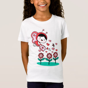 T-Shirt Bee Girl Flying Flower Love Garden