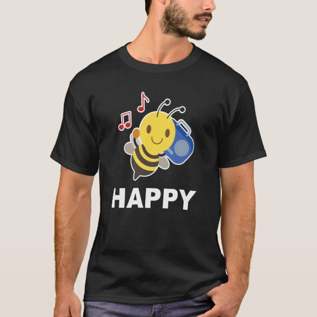 T-shirt Bee Happy Smile Face Cute Happy Peace Smiling Face (Devant)