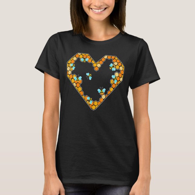 T-shirt Bee Heart Beekeeper Environnement Conservation Mie (Devant)