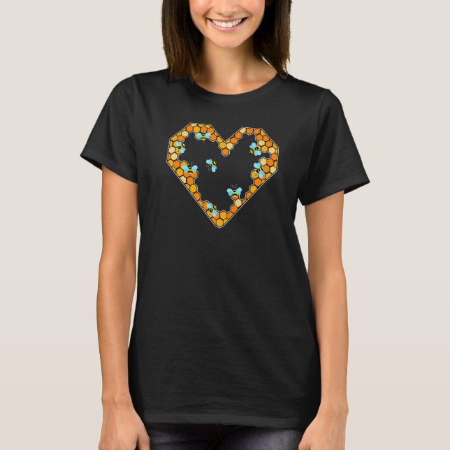 T-shirt Bee Heart Beekeeper Environnement Conservation Mie (Devant)