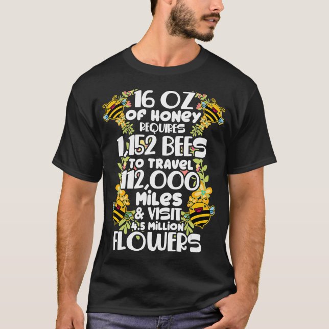 T-shirt Bee Honey Statistiques Beekeeper Honeycomb  (Devant)