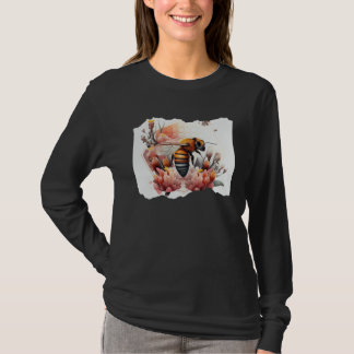 T-shirt Bee Honeybee Honeycombs Flowers Watercolor