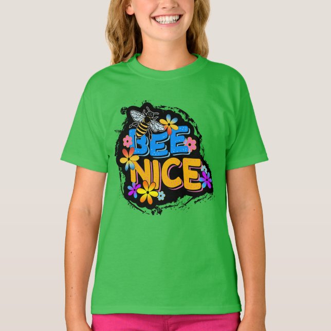 T-SHIRT BEE JOLIE FLEURS FLEURIES COLORÉES (Devant)