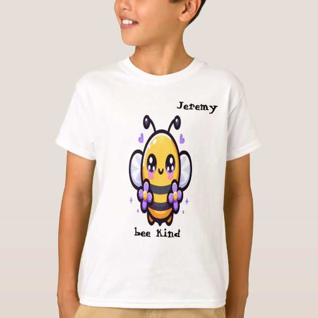 T-shirt "bee kind" Kawaii Personnalisable Boy's (Devant)