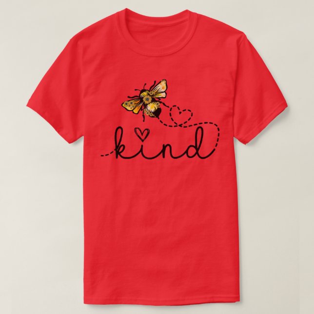 T-shirt Bee Kind Sunflower Heart Kindness School Enseignan (Design devant)