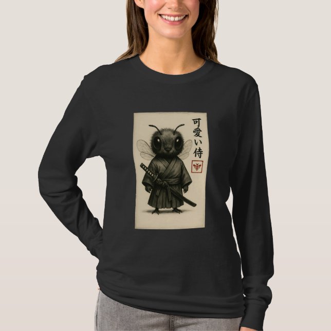 T-shirt Bee Samurai Ink Art Sumi-e Style Novelty Kawaii Wo (Devant)