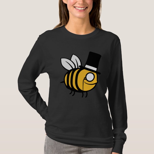T-shirt Bee Sir Monocle Glasses Top Hat Rich Gentlemen Bum (Devant)