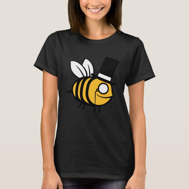 T-shirt Bee Sir Monocle Glasses Top Hat Rich Gentlemen Bum (Devant)