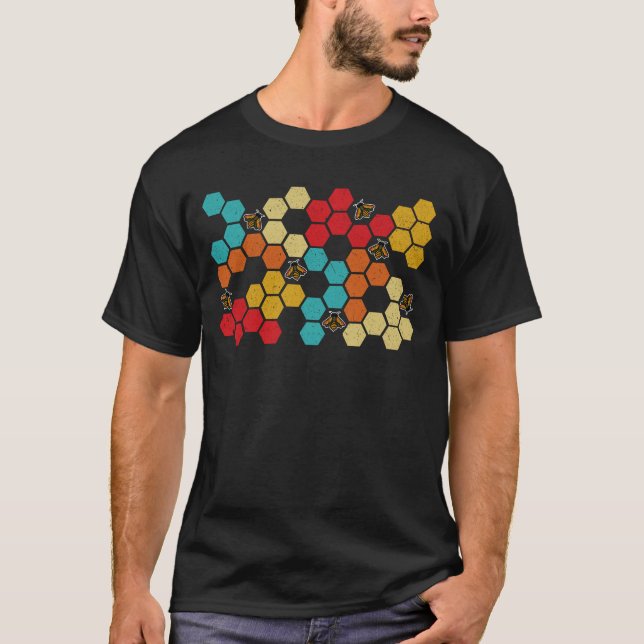 T-shirt Beekeeper Bee Retro Vintage Honeycomb (Devant)