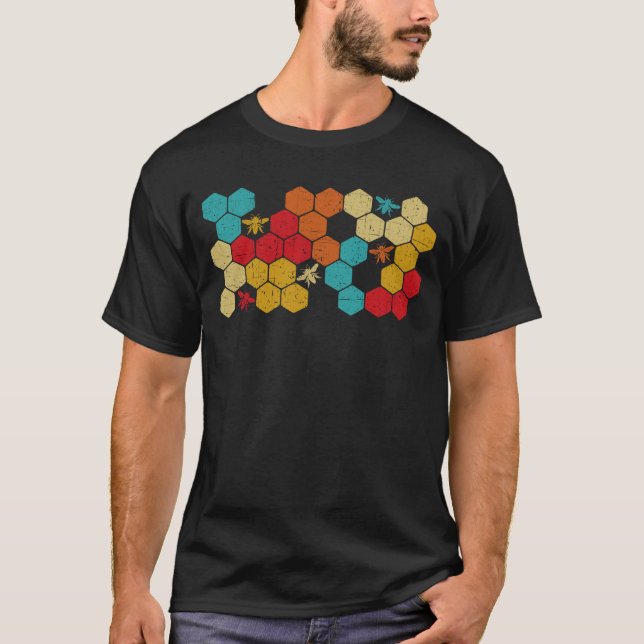T-shirt Beekeeper Bee Retro Vintage Honeycomb (Devant)