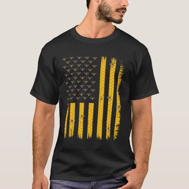 T-shirt Beekeeper Us Drapeau abeilles, apiculteur (Devant)