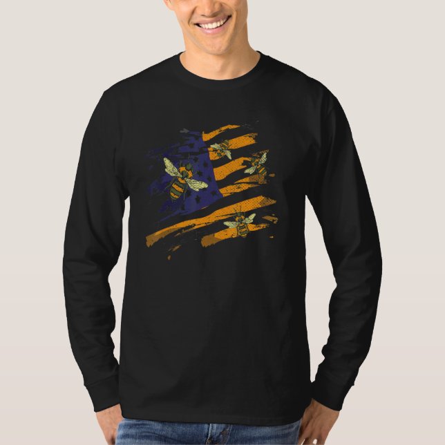 T-shirt Beekeeping Usa Flag Apiarist Bee Hive Patriotic Be (Devant)