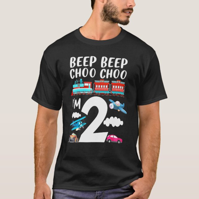 T-shirt Beep Beep Choo Choo Im 2e fête d'anniversaire (Devant)