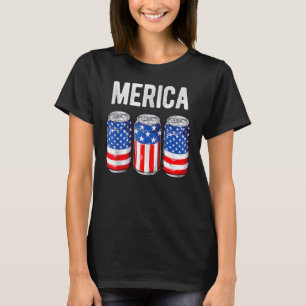 T-shirt Beer American Drapeau 4 juillet Hommes Femmes Meri