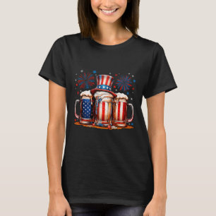 T-shirt Beer American Flag Usa 4 juillet Party Boire