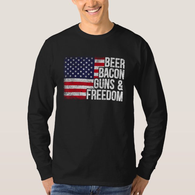 T-shirt Beer Bacon & Freedom 4th of July Father s Day (Devant)