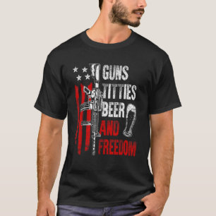 T-shirt Beer & Freedom Boire États-Unis Drapeau américain