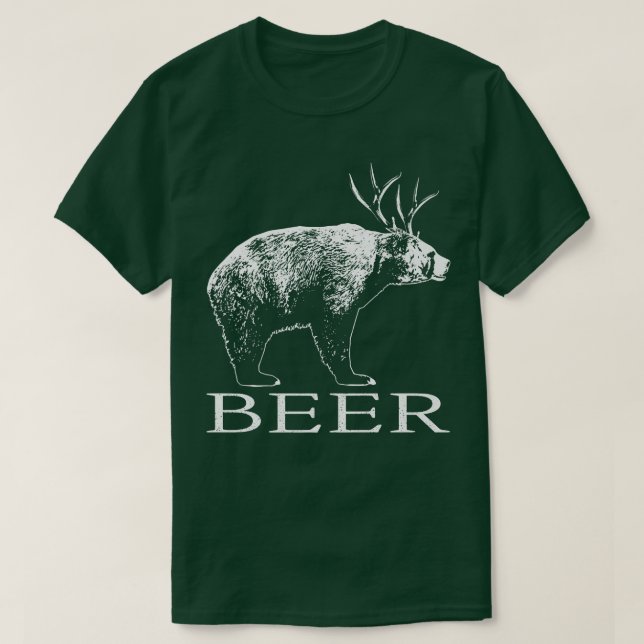 T-shirt Beer Funny Cross Bear Plus Deer equals Beer Drinki (Design devant)
