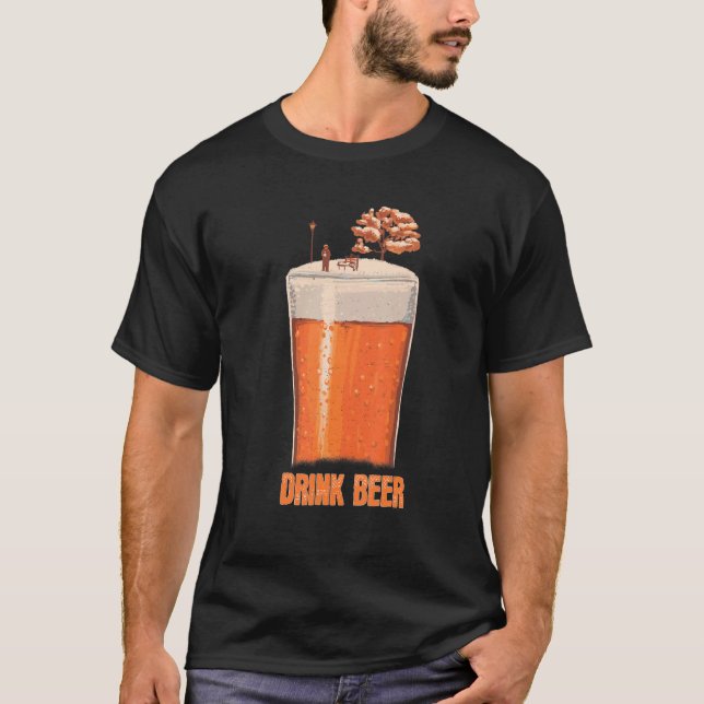 T-shirt Beer Glass Winter Season Over Foam of a Beer Glass (Devant)