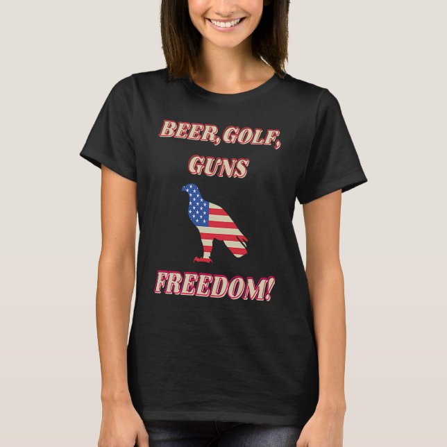 T-shirt Beer Golf Guns Freedom  Golfing Dad Husband Grandp (Devant)
